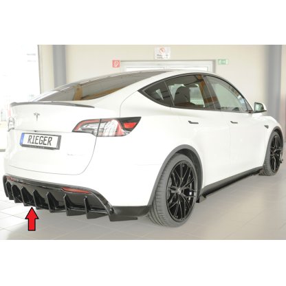 Rieger vložka zadního nárazníku pro Tesla Model Y 003, plast ABS lakovaný do černé lesklé barvy, s tažným zařízením