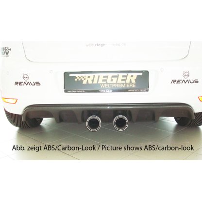 Rieger vložka zadního nárazníku pro Volkswagen Golf 6 3-dvéř., 5-dvéř., plast ABS s povrchovou úpravou Carbon-Look, pro dvojitou koncovku uprostřed
