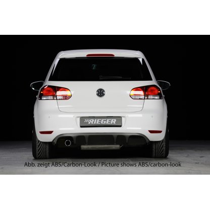 Rieger vložka zadního nárazníku pro Volkswagen Golf 6 3-dvéř., 5-dvéř., plast ABS s povrchovou úpravou Carbon-Look, pro orig. koncovku vlevo
