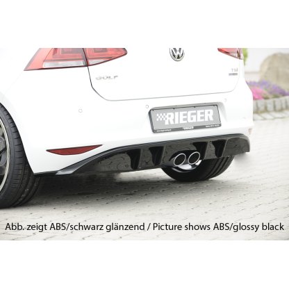 Rieger vložka zadního nárazníku pro Volkswagen Golf 7 3-dvéř., 5-dvéř., plast ABS s povrchovou úpravou Carbon-Look, pro dvojitou koncovku uprostřed