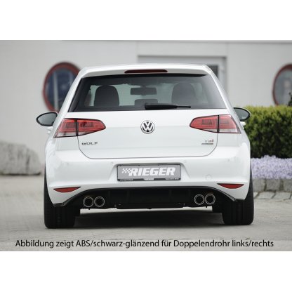 Rieger vložka zadního nárazníku pro Volkswagen Golf 7 3-dvéř., 5-dvéř., plast ABS s povrchovou úpravou Carbon-Look, pro dvojitou koncovku uprostřed