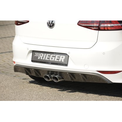 Rieger vložka zadního nárazníku pro Volkswagen Golf 7 3-dvéř., 5-dvéř., plast ABS s povrchovou úpravou Carbon-Look, R-Line, pro koncový tlumič Remus s dvojitou koncovkou uprostřed 2x93x74 mm