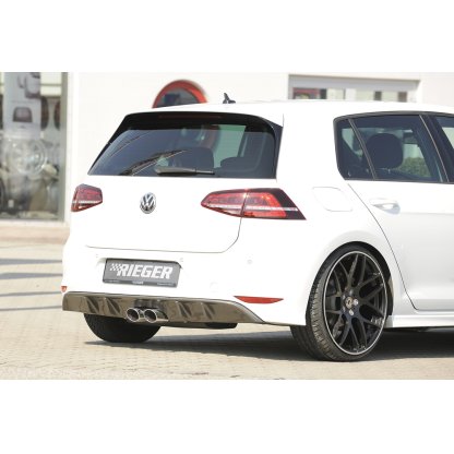 Rieger vložka zadního nárazníku pro Volkswagen Golf 7 3-dvéř., 5-dvéř., plast ABS s povrchovou úpravou Carbon-Look, R-Line, pro koncový tlumič Remus s dvojitou koncovkou uprostřed 2x93x74 mm