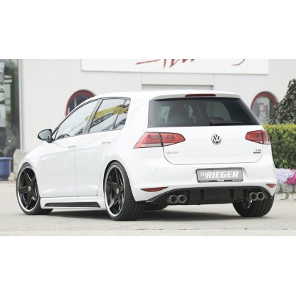 Rieger vložka zadního nárazníku pro Volkswagen Golf 7 vč. GTI, GTI Clubsport 3-dvéř., 5-dvéř. před faceliftem, plast ABS lakovaný do černé lesklé barvy, pro dvojité koncovky na obou stranách