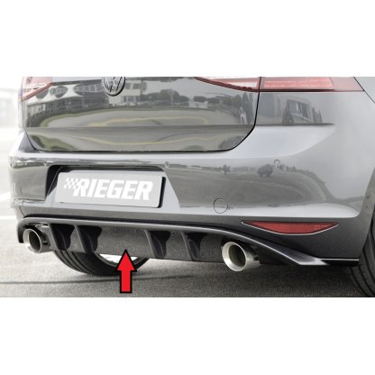 Rieger vložka zadního nárazníku pro Volkswagen Golf 7 vč. GTI, GTI Clubsport 3-dvéř., 5-dvéř. před faceliftem, plast ABS lakovaný do černé lesklé barvy, pro sportovní koncovky na obou stranách 100 mm