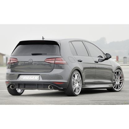 Rieger vložka zadního nárazníku pro Volkswagen Golf 7 vč. GTI, GTI Clubsport 3-dvéř., 5-dvéř. před faceliftem, plast ABS lakovaný do černé lesklé barvy, pro sportovní koncovky na obou stranách 100 mm