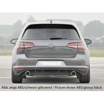 Rieger vložka zadního nárazníku pro Volkswagen Golf 7 vč. GTI, GTI Clubsport 3-dvéř., 5-dvéř. před faceliftem, plast ABS s povrchovou úpravou Carbon-Look, pro sportovní koncovky na obou stranách 100 mm