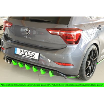 Rieger vložka zadního nárazníku pro Volkswagen Polo AW 5-dvéř., plast ABS bez povrchové úpravy, GTI, r.v. 06/2017-05/2021