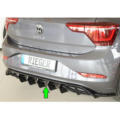 Rieger vložka zadního nárazníku pro Volkswagen Polo AW 5-dvéř., plast ABS lakovaný do černé lesklé barvy, R-Line, r.v. 06/2017-05/2021