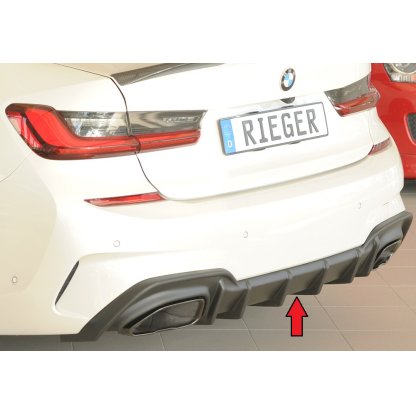 Rieger vložka zadního nárazníku (pro vozy s tažným zařízením) pro BMW řada 3 G21 touring, plast ABS bez povrchové úpravy, pro orig. koncovky vlevo/vpravo (M340i/M340d)