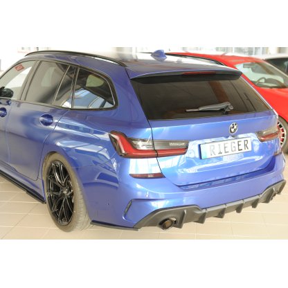 Rieger vložka zadního nárazníku (pro vozy s tažným zařízením) pro BMW řada 3 G21 touring, plast ABS bez povrchové úpravy, pro orig. koncovky vlevo/vpravo (průměr 90 mm)
