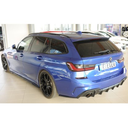 Rieger vložka zadního nárazníku (pro vozy s tažným zařízením) pro BMW řada 3 G21 touring, plast ABS bez povrchové úpravy, pro orig. koncovky vlevo/vpravo (průměr 90 mm)