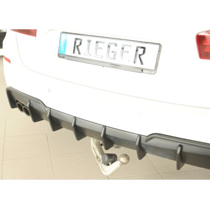 Rieger vložka zadního nárazníku (pro vozy s tažným zařízením) pro BMW řada 5 F11 touring, plast ABS bez povrchové úpravy, pro orig. dvojitou koncovku vlevo
