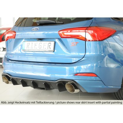 Rieger vložka zadního nárazníku (pro vozy s tažným zařízením) pro Ford Focus 4 DEH 5-dvéř. (combi), plast ABS bez povrchové úpravy, pro sportovní koncovky vlevo/vpravo 115 mm