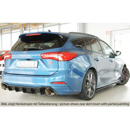 Rieger vložka zadního nárazníku (pro vozy s tažným zařízením) pro Ford Focus 4 DEH 5-dvéř. (combi), plast ABS bez povrchové úpravy, pro sportovní koncovky vlevo/vpravo 115 mm