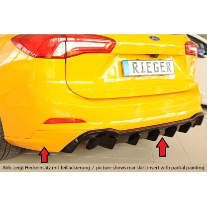 Rieger vložka zadního nárazníku (pro vozy s tažným zařízením) pro Ford Focus 4 ST 5-dvéř. (combi), plast ABS lakovaný do černé lesklé barvy