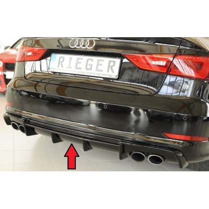 Rieger vložka zadního nárazníku (Typ: 88158) pro Audi A3 S3 8V 3-dvéř. (convertible 8V7), 5-dvéř. (sedan 8VS) před faceliftem, plast ABS lakovaný do černé lesklé barvy