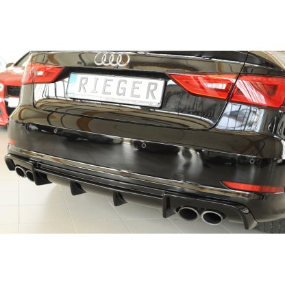 Rieger vložka zadního nárazníku (Typ: 88158) pro Audi A3 S3 8V 3-dvéř. (convertible 8V7), 5-dvéř. (sedan 8VS) před faceliftem, plast ABS lakovaný do černé lesklé barvy
