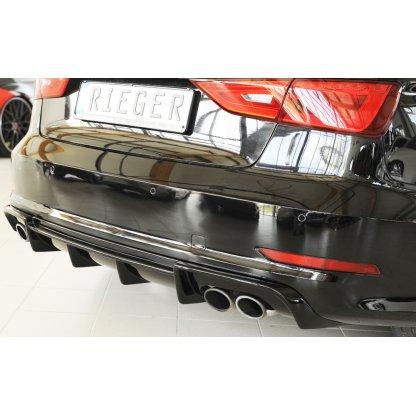 Rieger vložka zadního nárazníku (Typ: 88158) pro Audi A3 S3 8V 3-dvéř. (convertible 8V7), 5-dvéř. (sedan 8VS) před faceliftem, plast ABS lakovaný do černé lesklé barvy