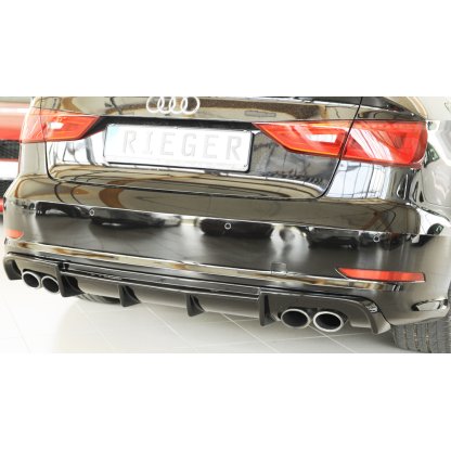 Rieger vložka zadního nárazníku (Typ: 88158) pro Audi A3 S3 8V 3-dvéř. (convertible 8V7), 5-dvéř. (sedan 8VS) před faceliftem, plast ABS lakovaný do černé lesklé barvy
