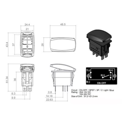 Rocker2 spínač ŠIPKY 12/24V