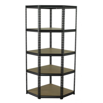 Rohový policový regál, 5 polic - 1830 x 730 x 730 mm - AH017