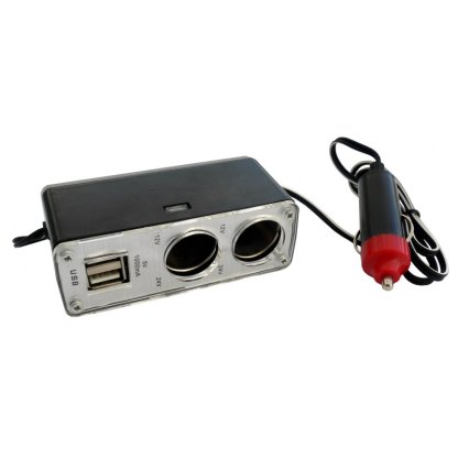 Rozdvojka zapalovače 12/24V, 2x USB, 42932