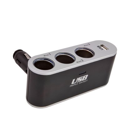 Roztrojka zapalovače pevná 12/24V s USB, 94159