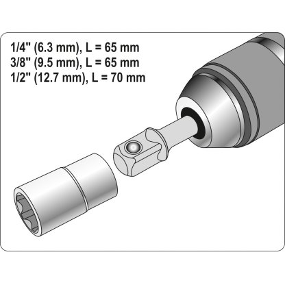 Sada adaptérů 3 ks, HEX, 1/4, 3/8, 1/2 - YT-04685