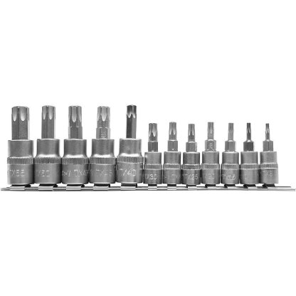 Sada hlavic s bity TORX 1/4" a 3/8" 12 ks - YT-04331