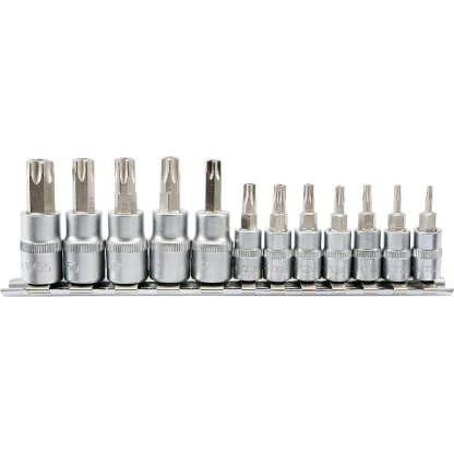 Sada hlavic s bity TORX s otvorem 1/4" a 3/8" 12 ks - YT-04332