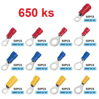 Sada izolovaných lisovacích oček, 650 ks