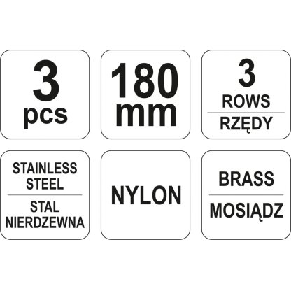 Sada kartáčů drátěných 180 mm, YATO