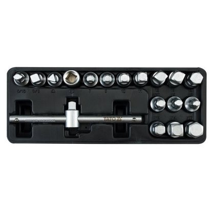 Sada klíčů nastrčných na zátky olejových van motorů 3/8" - 18 ks - YT-0599