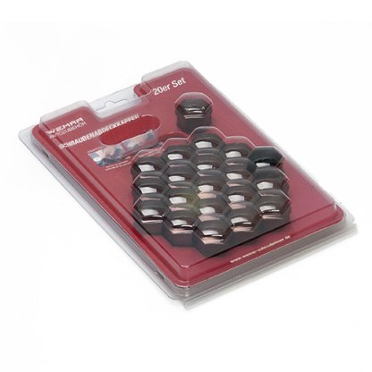 Sada krytek na kolové šrouby nebo matice, titan chrom (20ks) CK2120TCWEM velikost 21mm