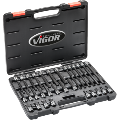 Sada nástrčných hlavic HEX 3/8" v kufru, 30 ks - V6019