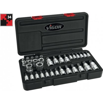Sada nástrčných hlavic TORX®, v kufru, 34 ks VIGOR V1781