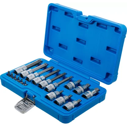 Sada nástrčných klíčů, Torx, 1/4", 1/2", T10H - T60H, 18 ks - B5174