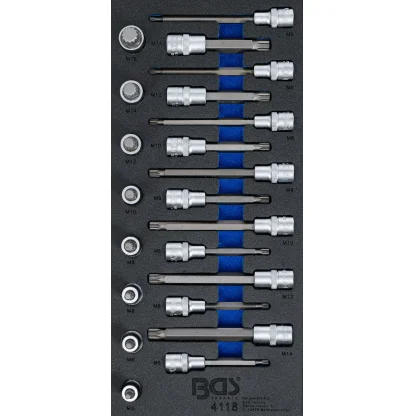 Sada nástrčných klíčů v pěnové výplni, tisícihran XZN, 1/2", 22 ks - B4118
