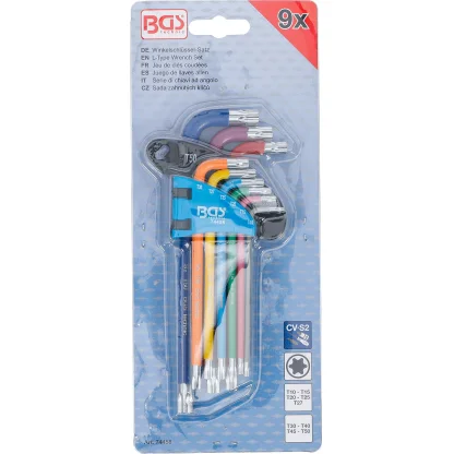 Sada Torx šroubováků, zahnuté, barevné, 9 ks - B74458