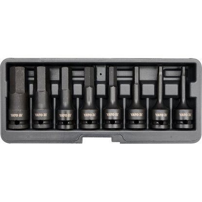Sada vnějších rázových nástrčných klíčů 1/2" HEX H5-H19, 8 ks - YT-1066
