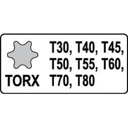Sada vnějších rázových nástrčných klíčů 1/2" TORX T30-T80, 8 ks - YT-1065