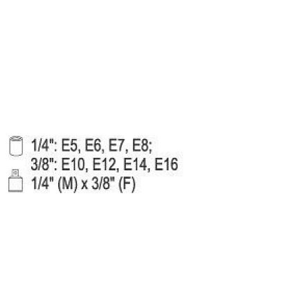 Sada vnitřních nástrčných klíčů 1/4", 3/8" TORX 9 ks E5-E16 YATO - YT-0520