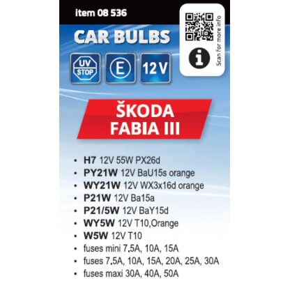 Sada žárovek ŠKODA FABIA III H7, 08536