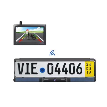SET bezdrátový digitální kamerový systém s kamerou v SPZ se solárním napájením a monitorem 4,3"