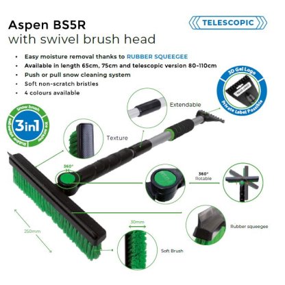 Škrabka na led se smetáčkem teleskopická 80-110 cm, Aspen BS5R-80/100, 11253