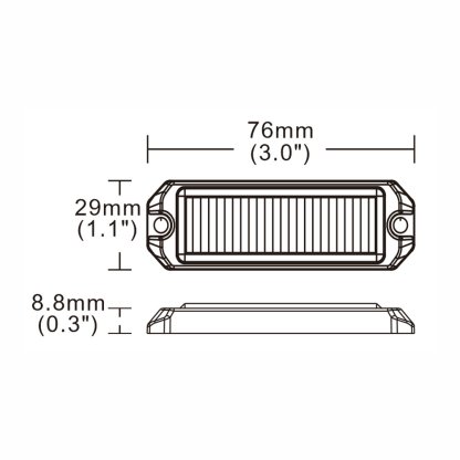 SLIM výstražné LED světlo vnější, modré, 12-24V, ECE R65
