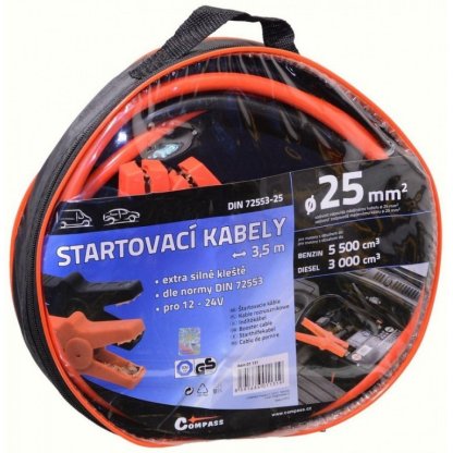 Startovací kabely 25 délka 3,5m TÜV/GS DIN72553