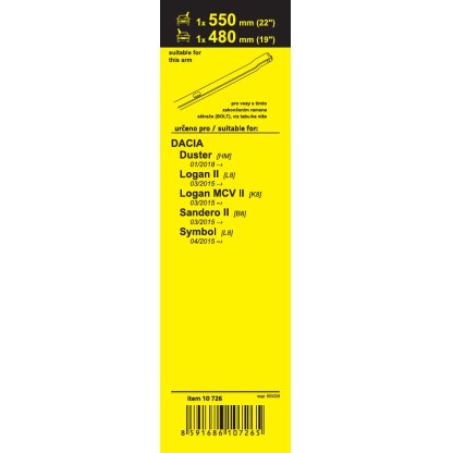 Stěrače FLAT SET BOLT 550-480mm, 10726