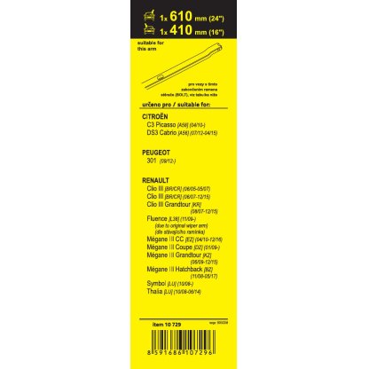 Stěrače FLAT SET BOLT 610-410mm, 10729